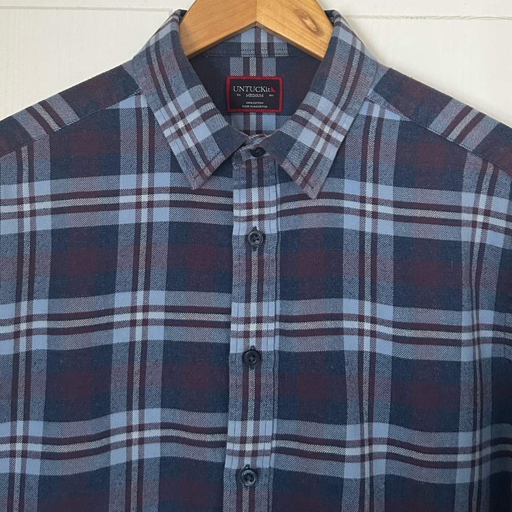 UNTUCKit Men’s Size M Long Sleeve Plaid Flannel Button Down Shirt - Picture 8 of 13
